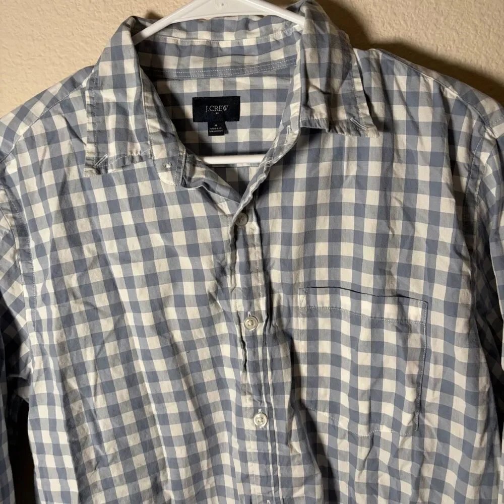 J Crew Shirt Men's Medium Plaid Button Up Cotton Collared Long Sleeve Casual